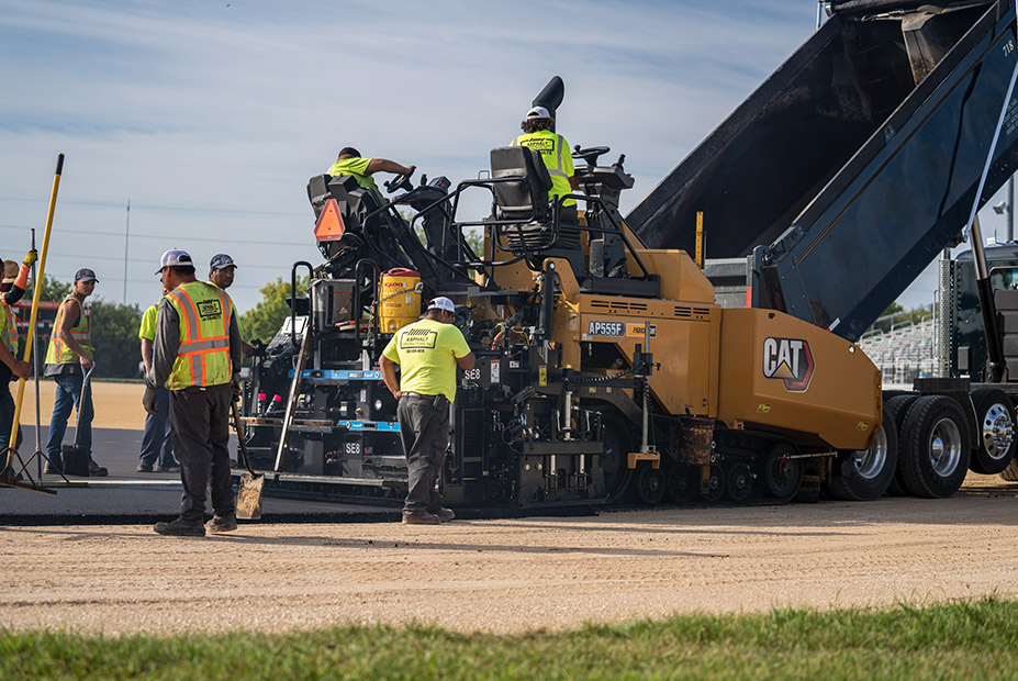 Asphalt Contractors paving crew at work